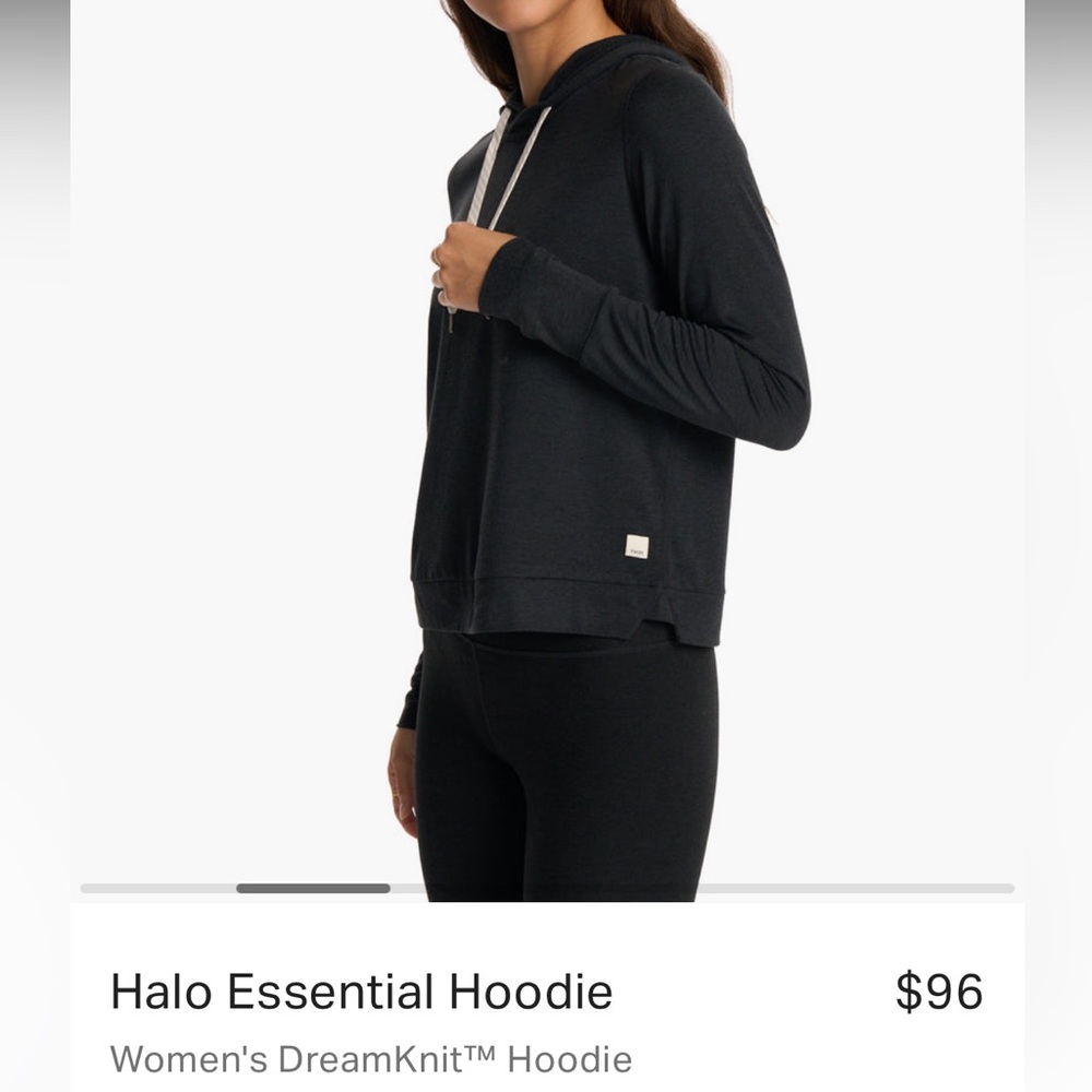Vuori halo essential hoodie. Black heather, size M.